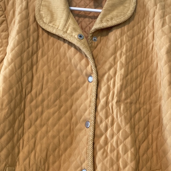 Vintage 90s Talbots yellow quilted jacket with corduroy trim. Preppy casual L - Picture 4 of 8